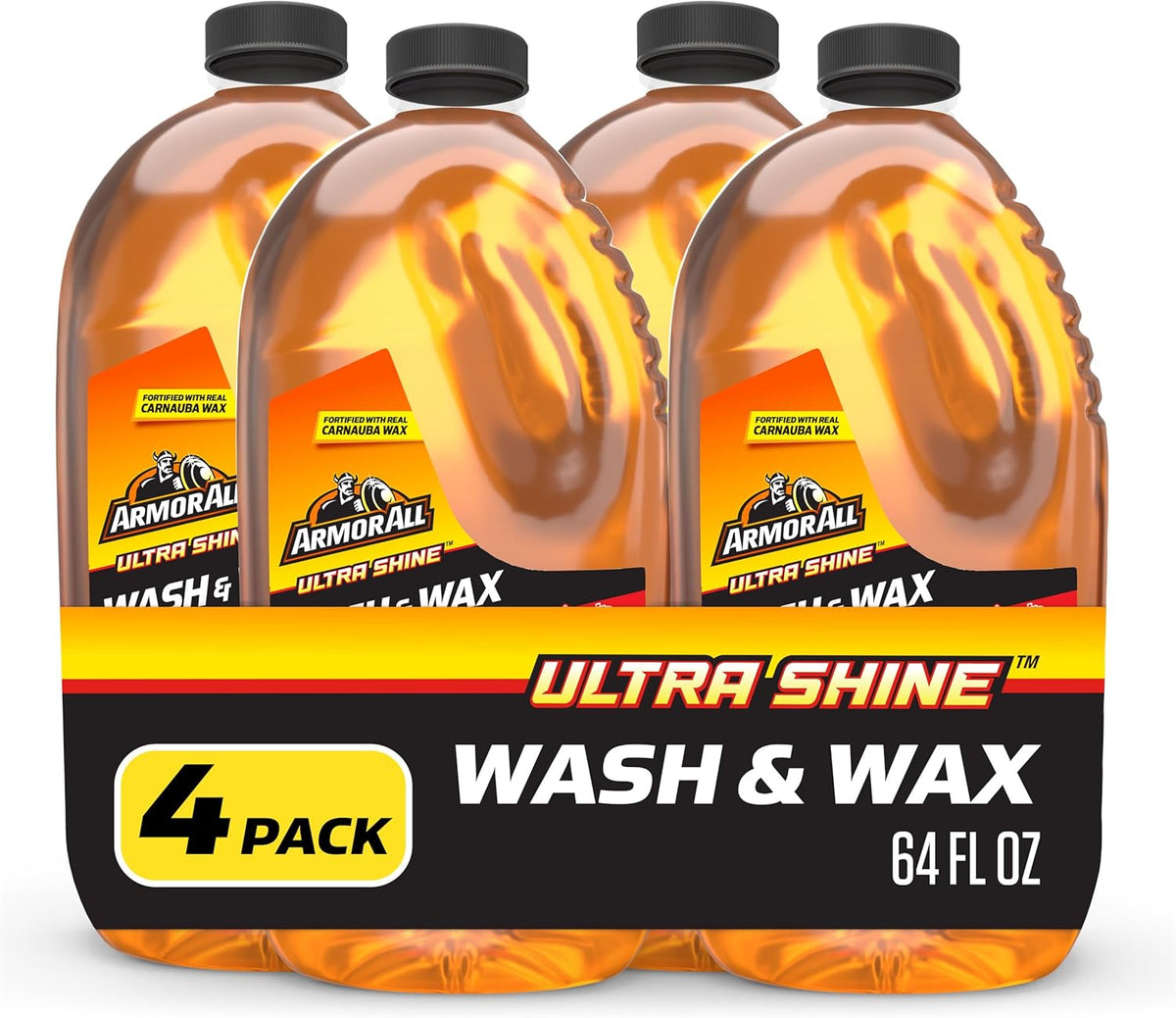 Car Wash Soap and Wax, Hand Wash or Cannon, 64 Fl Oz, 4 Count