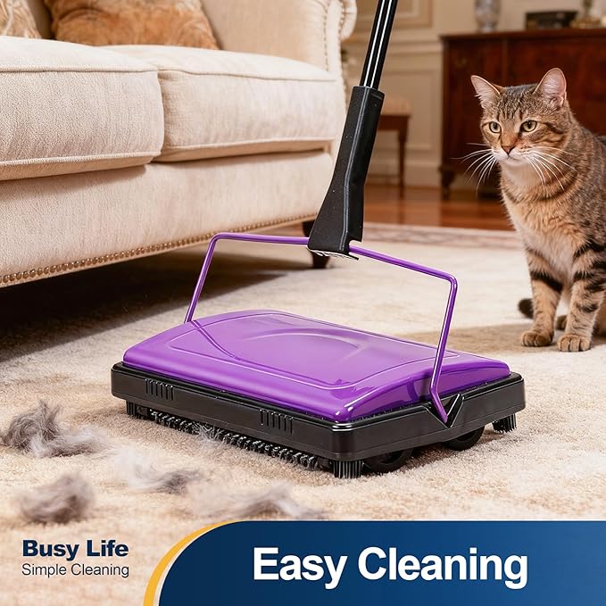 Yocada Carpet Sweeper Cleaner for Home Office Low&Undercoat Carpets Rugs Pet Hair Dust Scraps Paper Small Rubbish Cleaning with a Brush