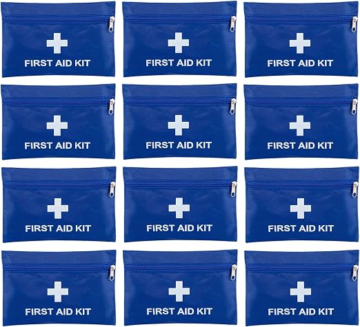 12 Pack Empty First Aid Kit Bag, Small First Aid Pouch Bulk, Water Resistant Travel Medical Organizer, Mini Emergency Su