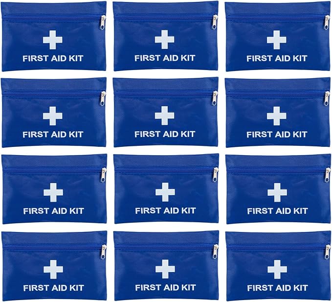 12 Pack Empty First Aid Kit Bag, Small First Aid Pouch Bulk, Water Resistant Travel Medical Organizer, Mini Emergency Su