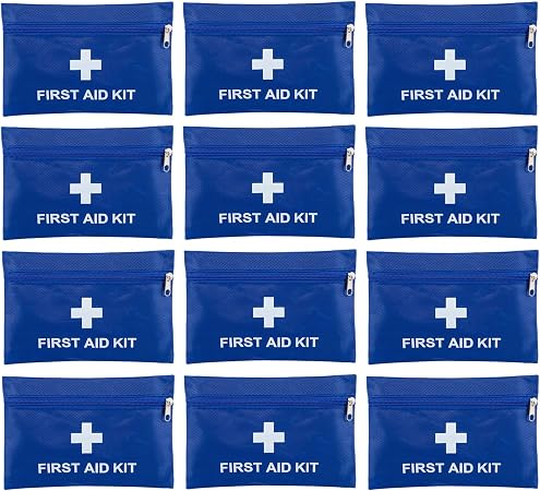 12 Pack Empty First Aid Kit Bag, Small First Aid Pouch Bulk, Water Resistant Travel Medical Organizer, Mini Emergency Su