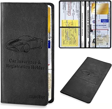 TILDOSAC Leather Car Registration and Insurance Card Holder, Car Document Holder for Cards License with Magnetic Shut (B