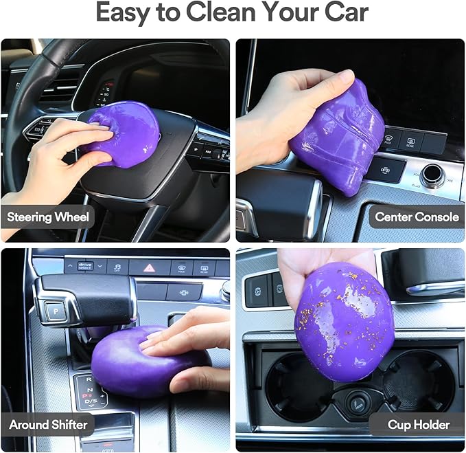 PULIDIKI Car Cleaning Gel Clean Putty, Universal Car Interior Cleaner Slime, Perfect Cleaning Kit Supplies, Auto Detailing Tools Accessories, Dust Remover Gifts for Men Women Purple (70g)