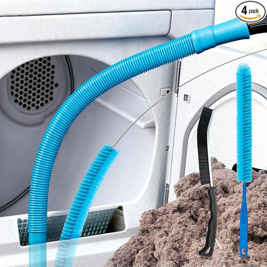 4 Pieces Dryer Vent Cleaner Kit‌ with ‌Lint Brush‌ – Professional ‌Dryer Vent Brush‌, ‌Flexible Cleaning Tools‌ for ‌Lint Trap‌, ‌Appliance Brush‌ & ‌Dryer Filter‌,dryer vacuum hose attachment