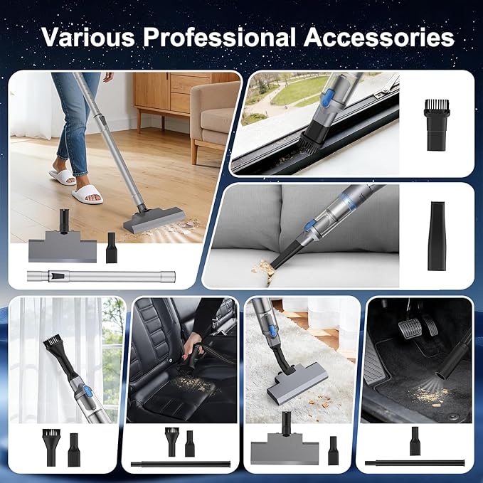 Handheld Vacuum Cordless, Powerful Suction with Portable Lightweight 1.75lb, Rechargeable Vacuum with One-Touch Empty, Multiple Accessories Handheld Vacuum for Car Home Pet Office