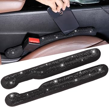 Briwill Bling Car Gap Filler - 2 Pack Crystal Rhinestone Diamond Black Bling Car Accessories for Women, Gap Blocker Univ