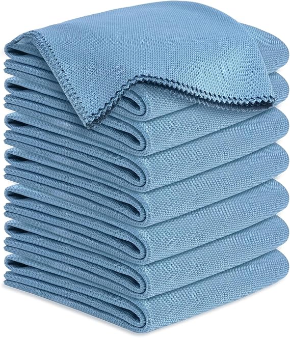 Microfiber Cleaning Cloths Glass Cleaner: 8 Packs 18X18 Window Cleaner Kit Wine Glasses Polishing Cloth Lint Free Washab