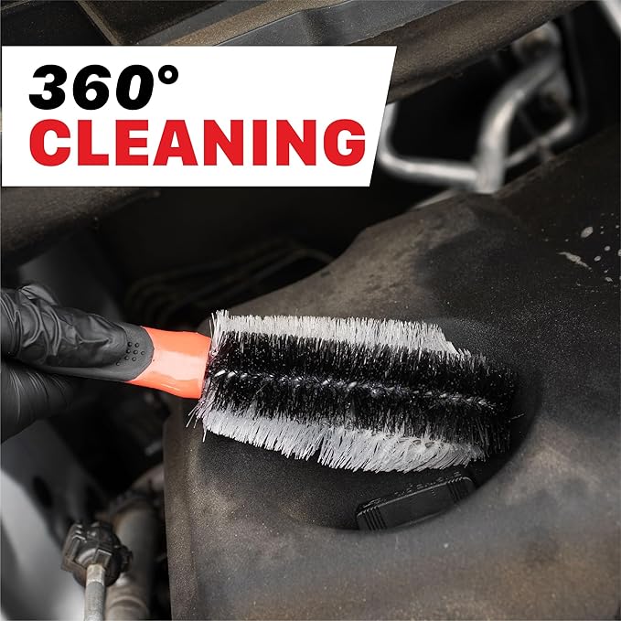 Maxshine Universal 360° Car Engine Cleaning Brush – 12” Long with Non-Slip Grip Handle – Soft Bristles for Safe & Effective Detailing – Deep Cleaning Tool for Engines, Wheels & Auto Detailing