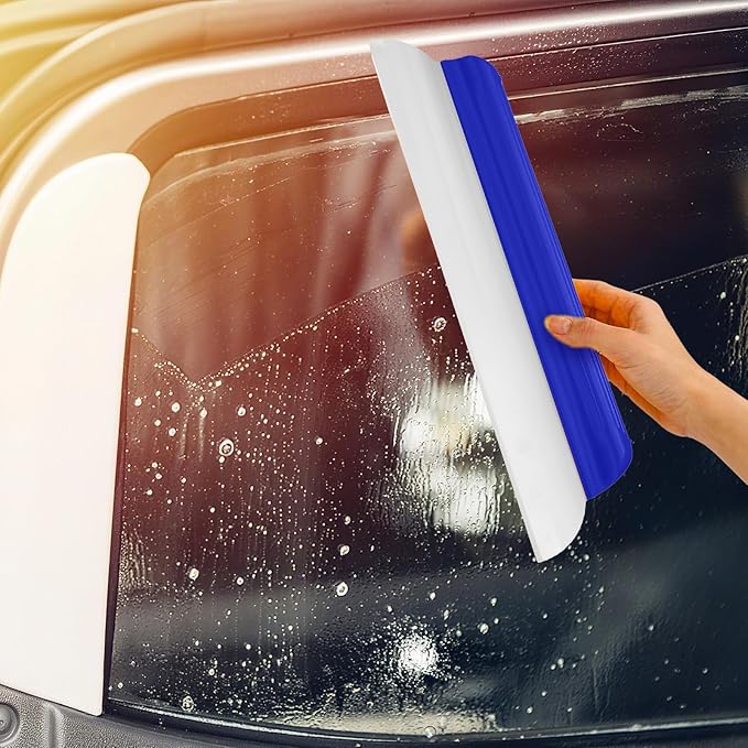 2 Pack 14 Inch Car Drying Squeegee Blue Longer Silicone Water Squeegee Window Shower Blade Automotive Squeegees Flexible Auto T-bar Rubber Squeegees for Car Windshield Glass Bathroom Wash Tool