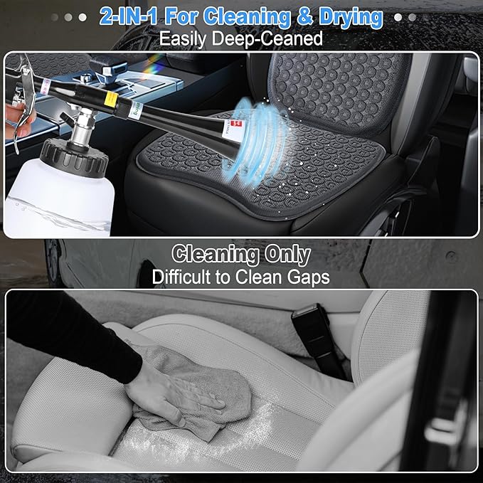 Car Cleaning Gun Kit Detailing Interior Dry Air Blow Gun with 2 Nozzle High Pressure Blower Cleaning Tool Kit for Car Surfaces Quickly Blasts Dust, Works with Air Compressor