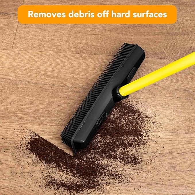 FURemover Pet Hair Removal Rubber Broom, 48" Handle