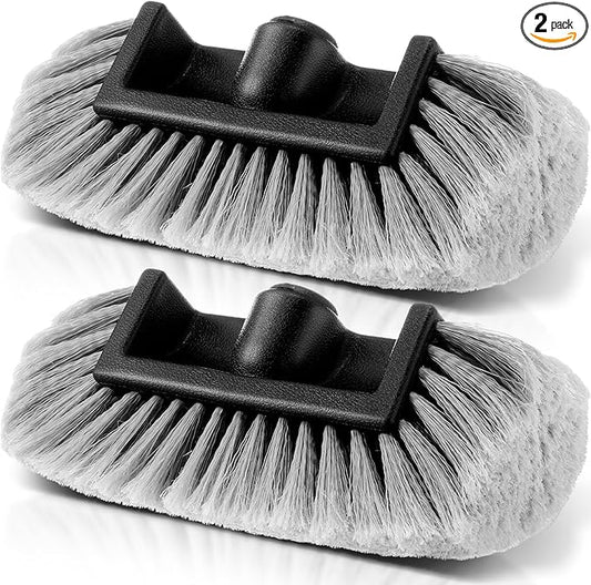 Tanlade 2 Pcs Car Wash Brush Head with Soft Detailing Bristle Flow Through Car Cleaning Brush Exterior Wash Equipment for Auto Truck RV Boat Camper(10 Inch,Gray)