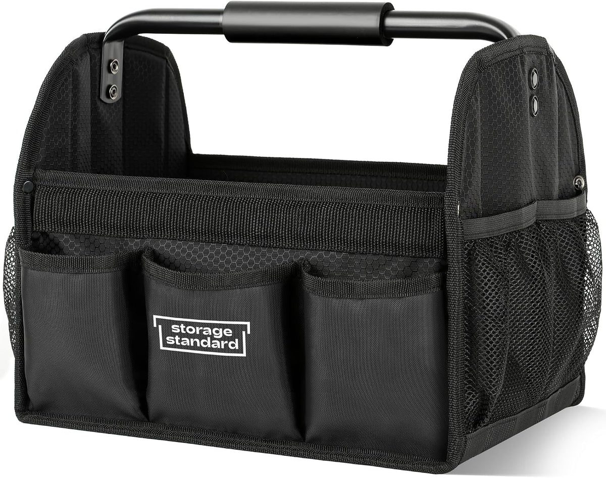 Detailing Caddy Organizer with Handle - Storage, Cars, & Cleaning Caddy for Supplies, Tools, & Home Improvement - Heavy Duty Car Detailing Supplies With Multi-Pockets & Collapsible Tote Design