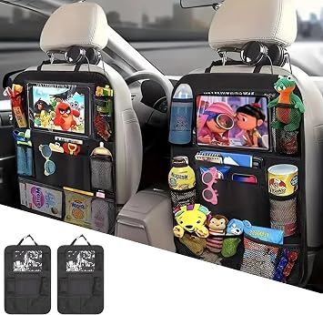 Car Backseat Organizer, Kids Seat Pockets, Back Seat Protector, Durable Strong Straps, Touchable Tablet Holder, Easy Was