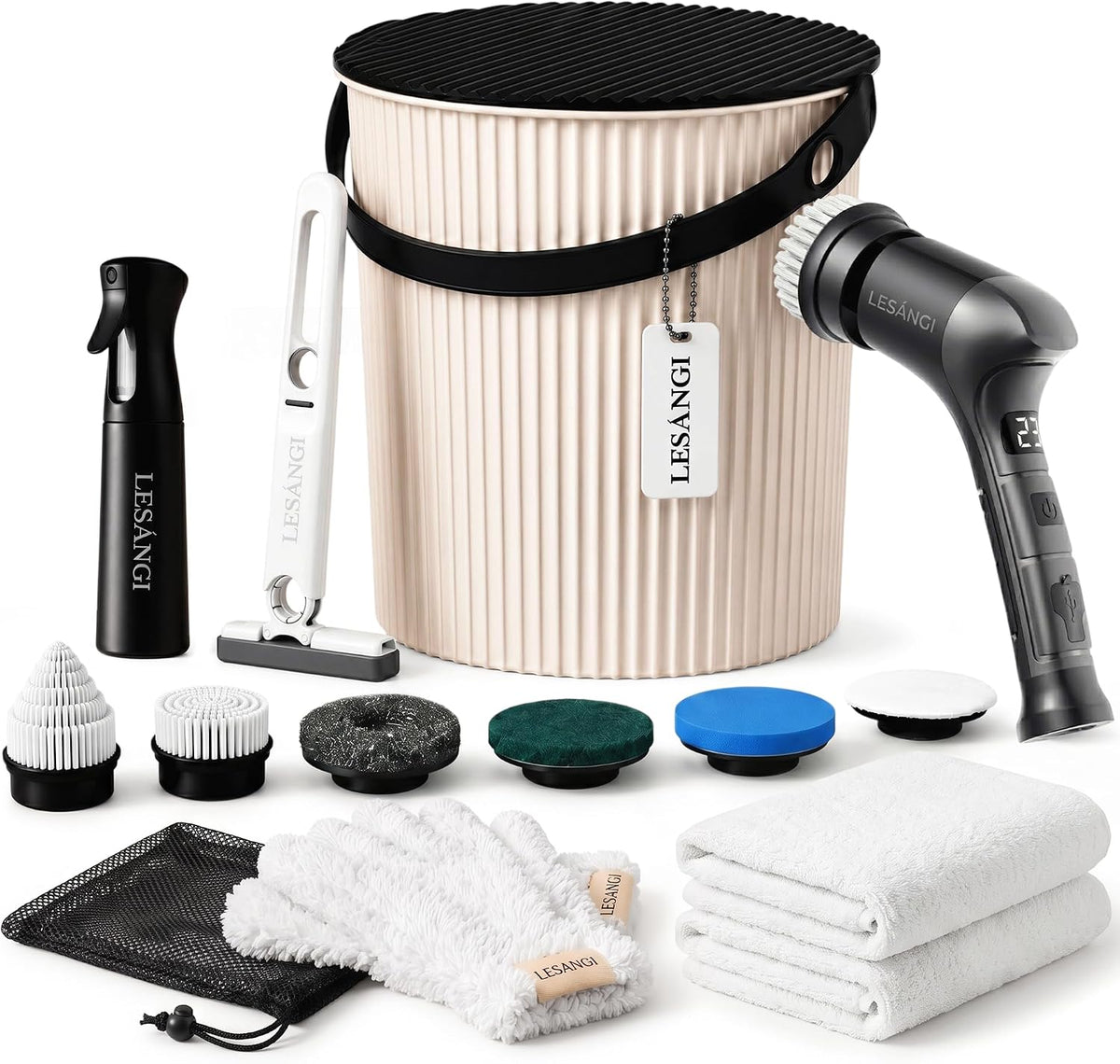 Complete Cleaning Kit – Power Scrubber, Retractable Squeegee & Multi‑Purpose Bucket for Home, Bathroom, Kitchen & Car Detailing