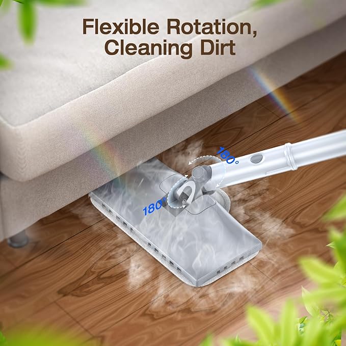 Steam Mop with Detachable Handheld Steam Cleaner, 10-in-1 Multi Accessories, Quick 10s Heat, 350ml and 2-Level Steamer for Cleaning Floor, Carpet, BBQ Grill, Tile, and Grout, Light White