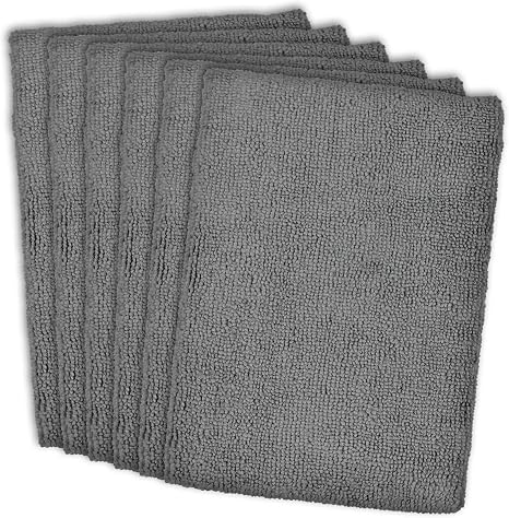 DII Cleaning Collection Soft Highly Absorbent Microfiber, Dishtowel Set, 16x24, Gray, 6 Piece