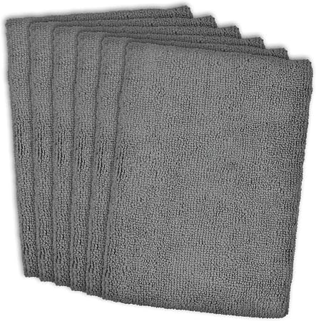 DII Cleaning Collection Soft Highly Absorbent Microfiber, Dishtowel Set, 16x24, Gray, 6 Piece
