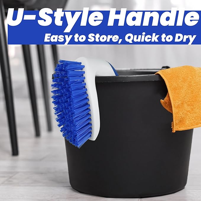 2 Pack Scrub Brushes, Cleaning Brush with Stiff Bristles, Handheld Scrubber for Bathroom, Shower, Tile, Carpet, Bathtub & Floor