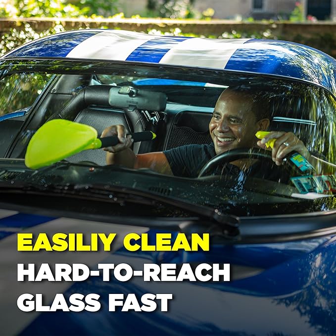 Invisible Glass 99050 Reach & Clean Glass Windshield Cleaner Tool Combo Kit with Premium Spray Glass Cleaner, Extendable Handle, (2) Reusable Quick Change Microfibers, and Storage Bag