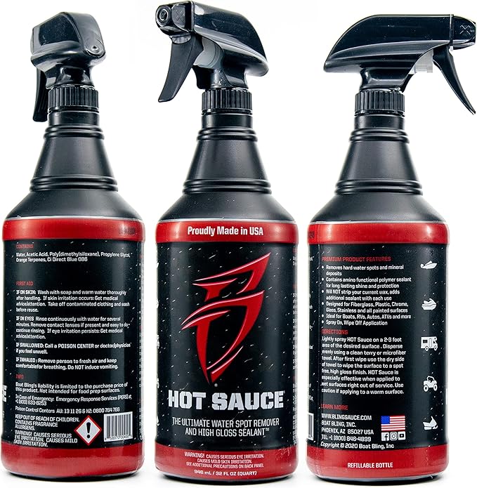 Boat Bling HS-0128 Hot Sauce Hard Water Spot Remover, Gallon Refill, for Boats, RVs, Powersport Vehicles and More, Black,1 Gallon