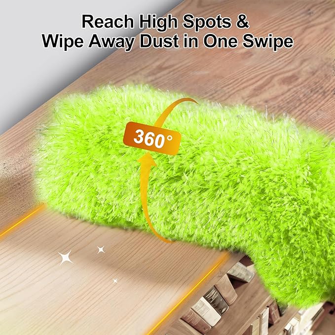 Tiumso Duster with Extension Pole 100 inch Extendable Reusable Dusters for Cleaning 5-in-1 Anti-Spin Dusting Kits for High Ceiling Fans, Cobwebs & Vents, Reinforced Stainless Steel Telescopic Handle