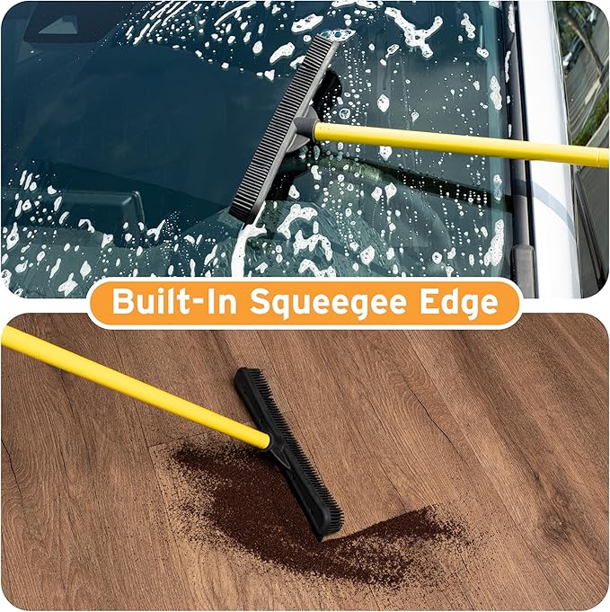 FURemover Pet Hair Removal Rubber Broom, 61" Telescopic Handle