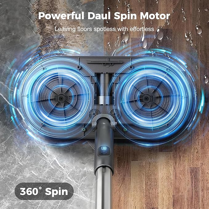 BLONEX Cordless Electric Mop with Spray & Detachable Water Tank, Lightweight Electric Spin Mop with Headlights for Hardwood Tile Laminate Floors, Long-Lasting Battery, Self-Propelled Floor Cleaner