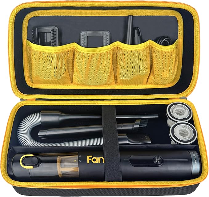 Case for Fanttik Slim V8 Apex/ V8 Mate/for Fanttik Slim V10 Apex/ V10 Mate Car Vacuum Portable Cordless. Portable Hard Storage with Removable Divider and Mesh Pocket for Accessories（case only）