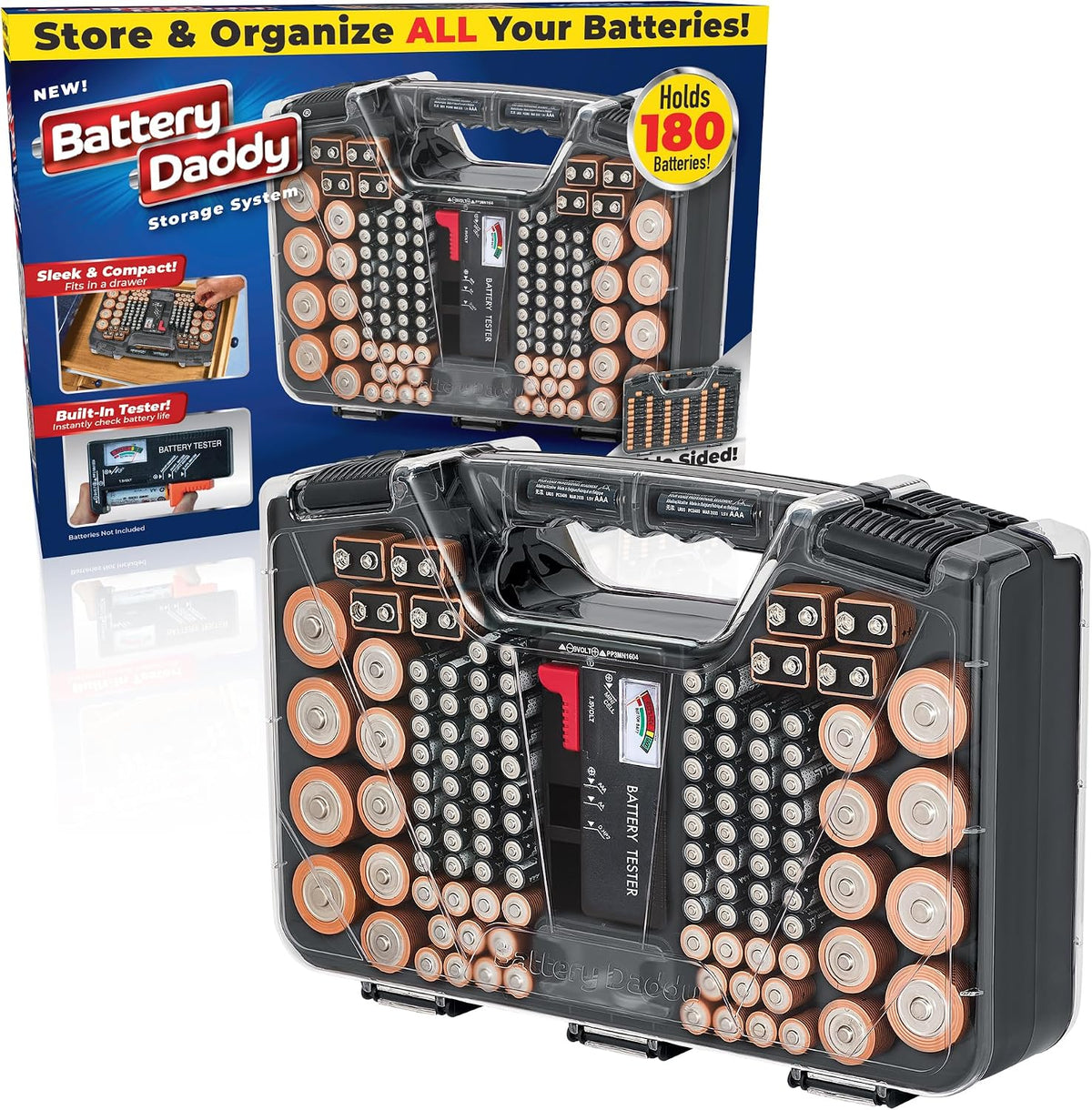 Ontel Organizer Storage Case & Tester, Holds 180, Charcoal