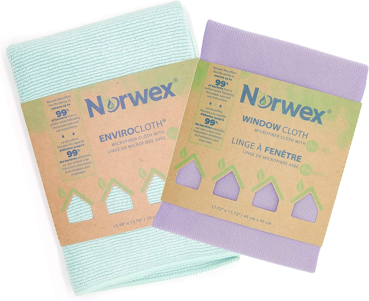Basic Package - Microfiber - Glass Window Cleaning Cloth and Household Enviro Dusting Cloth Colors May Vary
