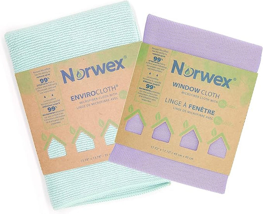 Norwex Basic Package - Microfiber - Glass Window Cleaning Cloth and Household Enviro Dusting Cloth Colors May Vary