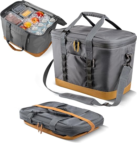 CleverMade Pacifica Collapsible Cooler Bag, Large Travel Cooler, Cool Gray