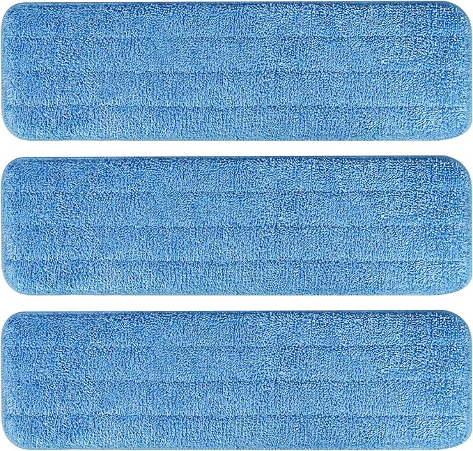 AmaVins 3 Pack Microfiber Cleaning Pads, Reusable Microfiber Mop Pads for 18 Inch Mop, Hardwood Floor Replacement Cleaning Mop Pads, Machine Washes