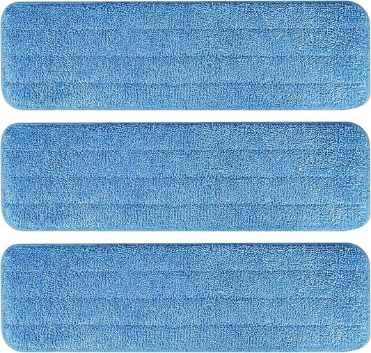 AmaVins 3 Pack Microfiber Cleaning Pads, Reusable Microfiber Mop Pads for 18 Inch Mop, Hardwood Floor Replacement Cleaning Mop Pads, Machine Washes