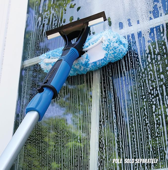 Unger Professional Connect and Clean 2-in-1 Squeegee and Scrubber, 6” Window Cleaning Tool, Commercial and Residential Use, Washer Cleaner Supplies to Remove Excess Water and Dry