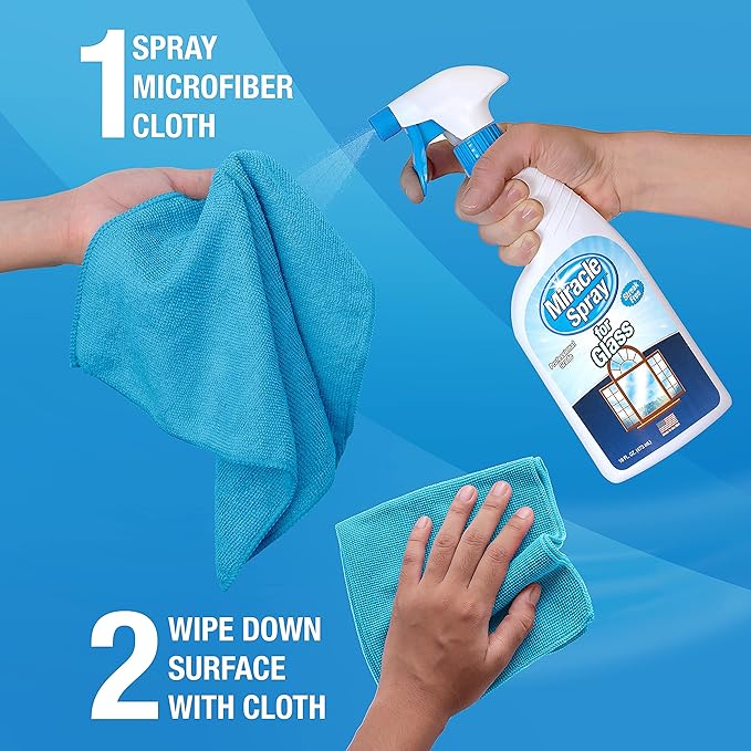 MiracleSpray for Glass -16 Fl Oz - Streak Free Cleaning Spray for Mirrors, Windows, Kitchen, Home, and Auto