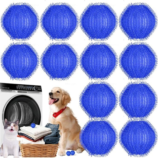 12 PCS Pet Hair Remover for Laundry, Washing Machine Fur Catcher, Effective Cat Dog Laundry Pet Hair Catcher for Clothes, Sheets, Towels, Fleece Blankets, Won’t Damage Fabric