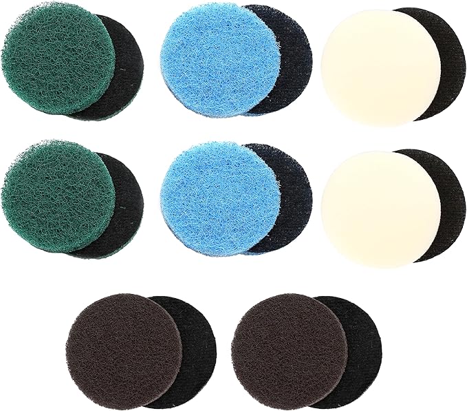 16pcs Power Scrubber Pad Set Compatible with Dremel Versa PC10 Ruby Horsepower Includes 4 Foam, 4 Kitchen, 4 Performance, 4 Microfibre Pads Electric Cleaning Tool Replacement Scouring Pads Accessories
