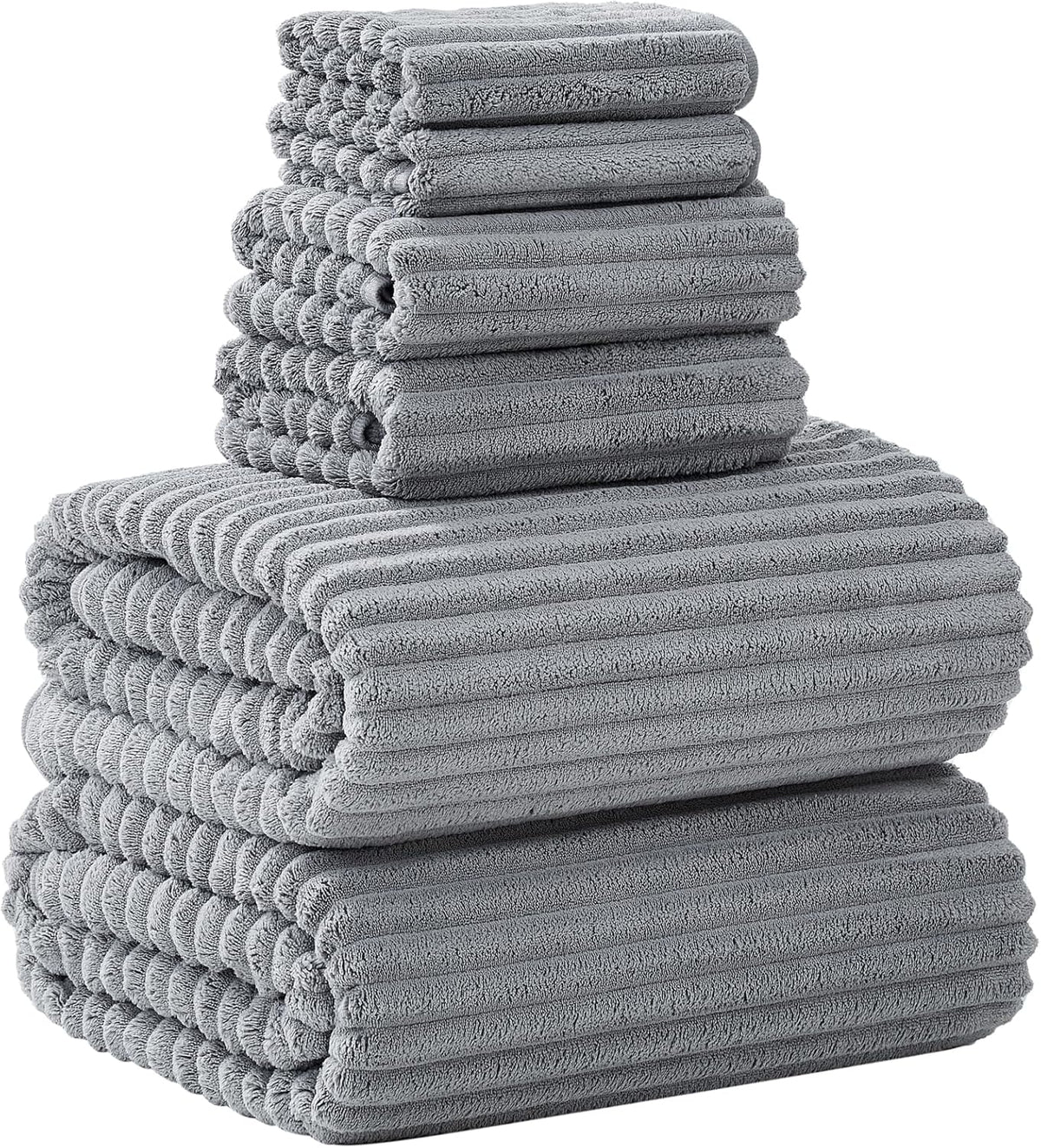6 Piece Bath Towel Set, 40"x80" Oversized Bath Sheets, Grey​