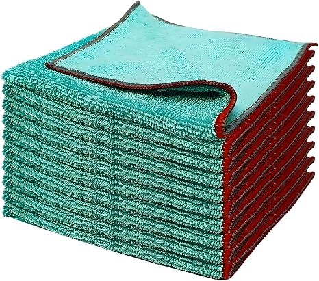 Greenfound Microfiber Cleaning Cloth 5 Pack, 15" x 15" Microfiber Towels for Cars, Lint Free Cloth for House, Kitchen an