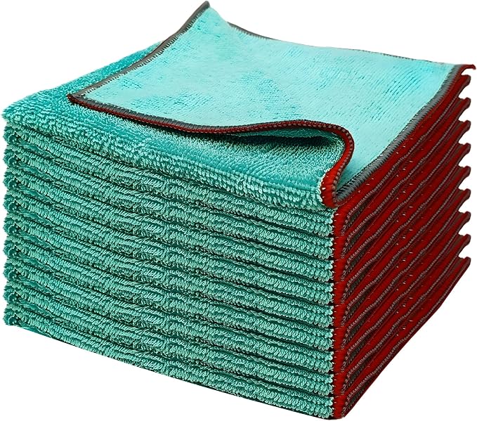 Greenfound Microfiber Cleaning Cloth 5 Pack, 15" x 15" Microfiber Towels for Cars, Lint Free Cloth for House, Kitchen an