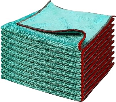 Greenfound Microfiber Cleaning Cloth 5 Pack, 15" x 15" Microfiber Towels for Cars, Lint Free Cloth for House, Kitchen an