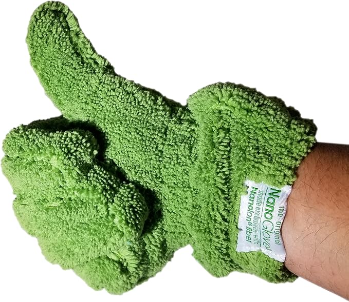 Nano Glove - Green Household Kitchen Cleaning Hand Glove | Replaces Paper Towels Microfiber Wipe Cloths & Feather Dusters | All Purpose Surface Cleaner for Window Stainless Steel Dusting (L-XL)
