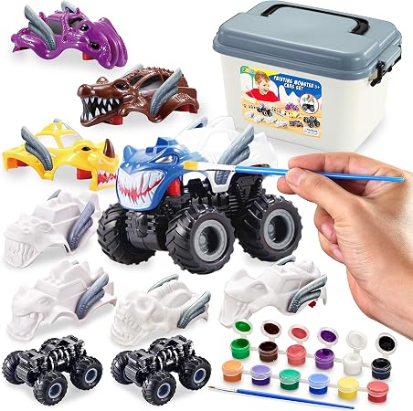 JOYIN Kids Craft Kit Build & Paint Your Own Monster Car Art & Craft Kit DIY Toy Set Make Your Own Monster Friction Power