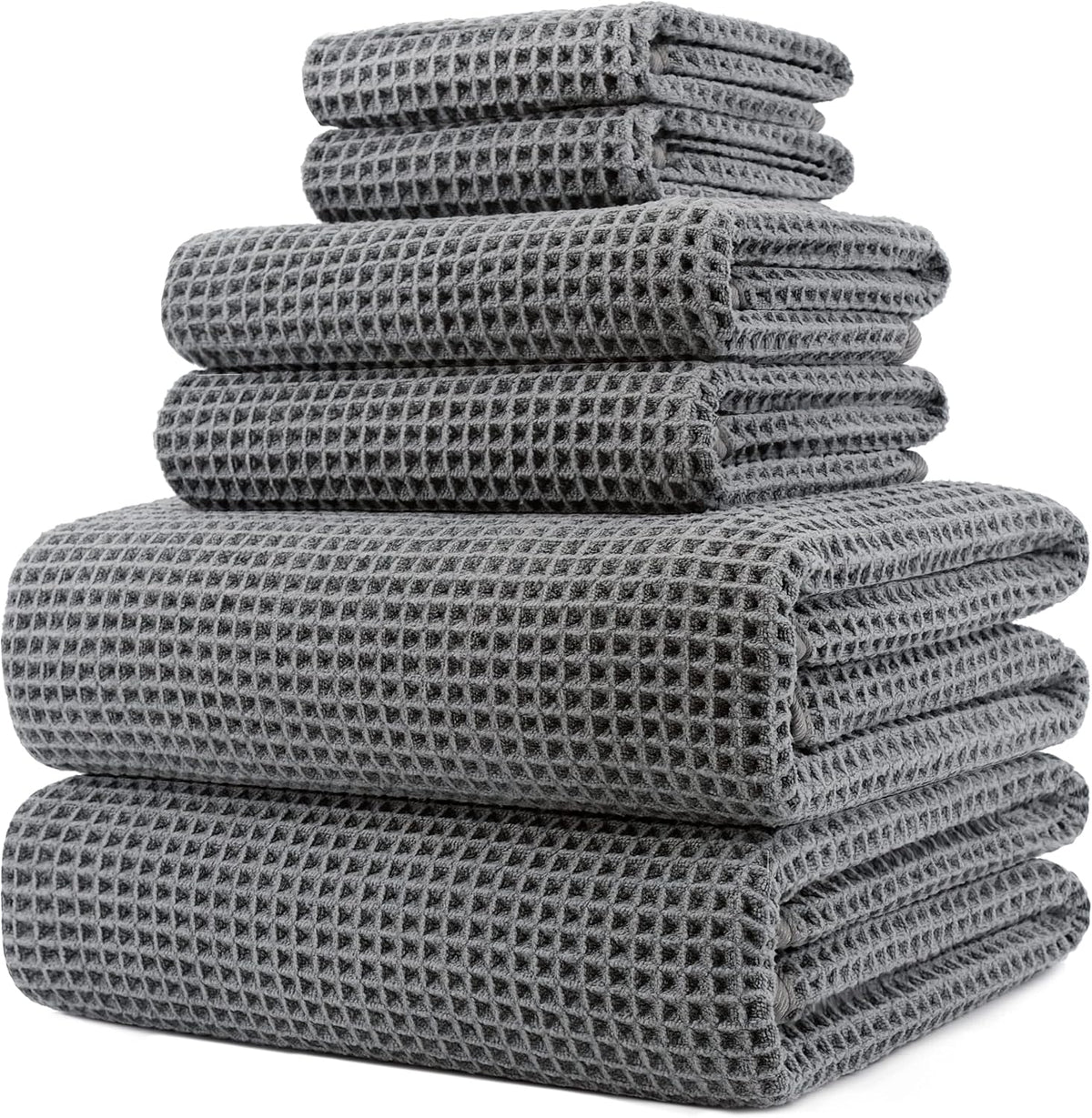 430 GSM Poly Blend Microfiber Quick Dry Waffle Bath Towel Set of 6