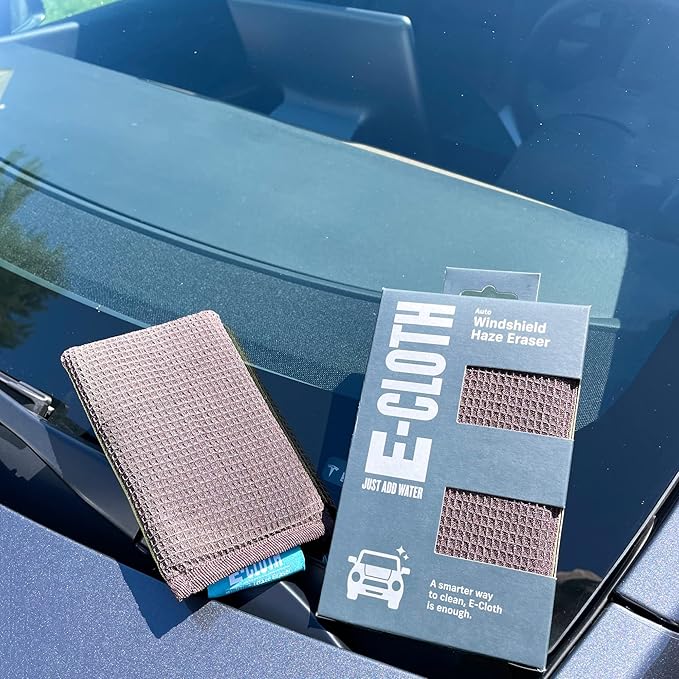 E-Cloth Windshield Haze Eraser, Auto Glass Cleaner, Car Windshield Cleaner, Cleaning Sponge for Windshields, Windows, Mirrors and Glass