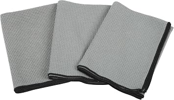 Cen-Tec Systems 37891 Microfiber 3-Pack Waffle Towel, 24 by 36-Inch, Dark Gray