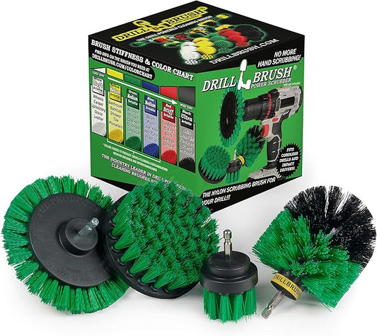 Drillbrush Green – Drill Power Kitchen Scrub Brush Kit – Oven Cleaning Drillbrush Attachment – Drill Scrubber Attachment for Dishes – Stove Cleaning Brush for Drill