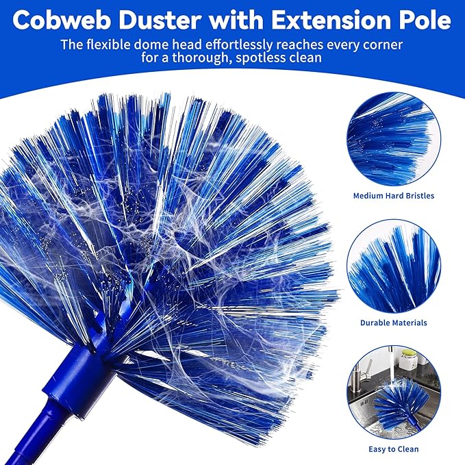 Dusters 6-in-1 Kit, Duster with Extension Pole 100 Inches, Dusters for Cleaning, Cobweb Duster, Microfiber Feather Gap Duster Cleaner for Fans, Blinds, Cars and Furniture